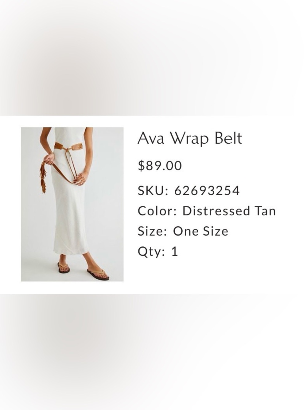 Free People Ava Wrap Belt in Distressed Tan